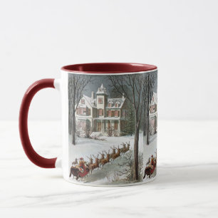 Vintage Christmas, Saint Nicholas with Reindeer Mug