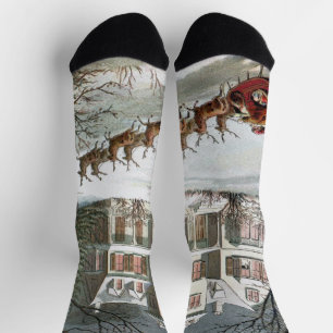 Vintage Christmas, Saint Nicholas with Reindeer Socks