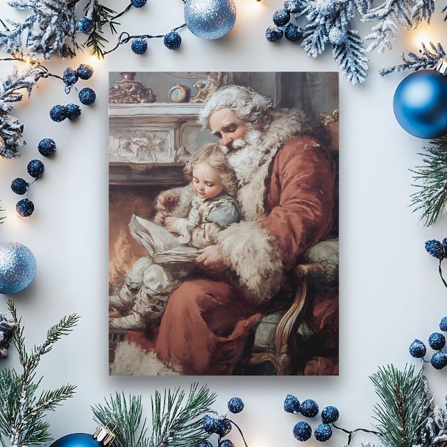 Vintage Christmas Santa and Child  Postcard (Creator Uploaded)