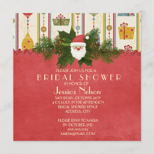 Vintage Christmas Santa Bridal Shower Invitation