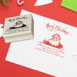 Vintage Christmas Santa Chimney Address Typography Rubber Stamp<br><div class="desc">This nostalgic retro rubber stamp features a charming Santa Claus next to a chimney, with simple clean customisable typography for names and addresses. The address is displayed in a minimalist sans-serif font, blending classic design with modern readability while the Merry Christmas wish is written in classic vintage calligraphy. Perfect for...</div>