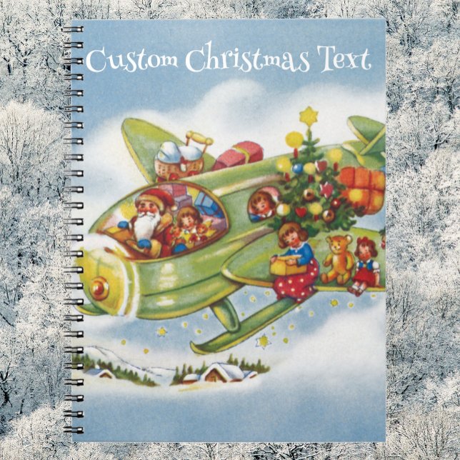 Vintage Christmas, Santa Claus Aeroplane Notebook (Creator Uploaded)