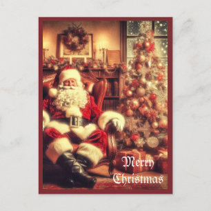 Vintage Christmas  Santa Claus AI Art Postcard