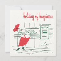 Vintage Christmas, Santa Claus Chef and Turkey
