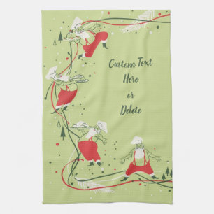 Vintage Christmas, Santa Claus Chef with Dinner Tea Towel