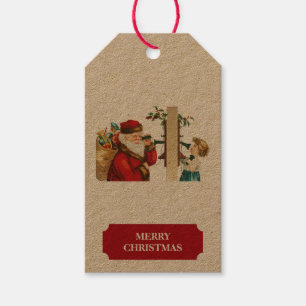 Vintage Christmas Santa Claus & Child Gift Tags