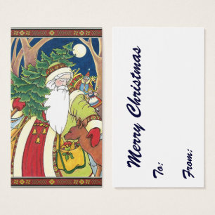 Vintage Christmas, Santa Claus Deer in Forest