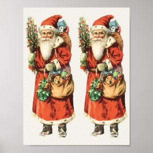 Vintage Christmas, Santa Claus Die Cut Image Poste Poster