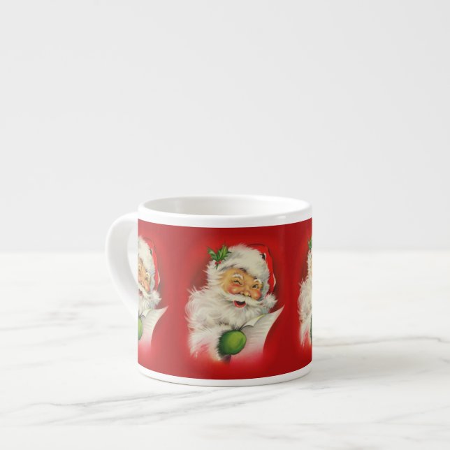 Vintage Christmas Santa Claus Espresso Cup (Front Left)