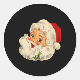 Vintage Christmas Santa Claus Face Fun Old Fashion Classic Round Sticker