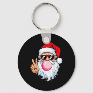Vintage Christmas Santa Claus Face Funny Old Fashi Key Ring