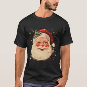 Vintage Christmas Santa Claus Face Funny Old Fashi T-Shirt