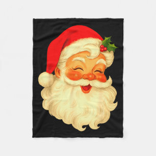 Vintage Christmas Santa Claus Face Old Fashioned X Fleece Blanket