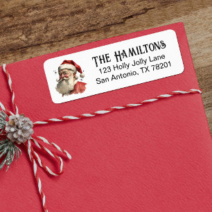 Vintage Christmas Santa Claus Face Return Address Label