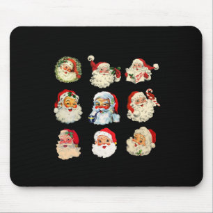 Vintage christmas santa claus faces fun old fashio mouse pad