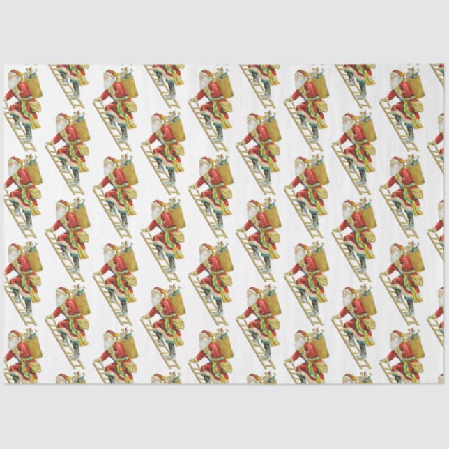 Vintage Christmas Santa Claus & Gifts Tissue Paper (Front)