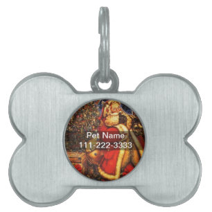 Vintage Christmas Santa Claus happy holiday gift. Pet Name Tag