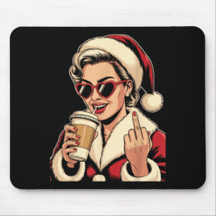 Vintage Christmas Santa Claus Heart Sungles Middle Mouse Pad