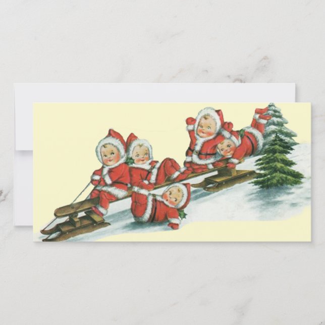 Vintage Christmas Santa Claus Helper’s Holiday Card (Front)