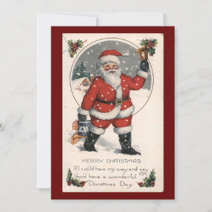Vintage Christmas Santa Claus Holiday Card