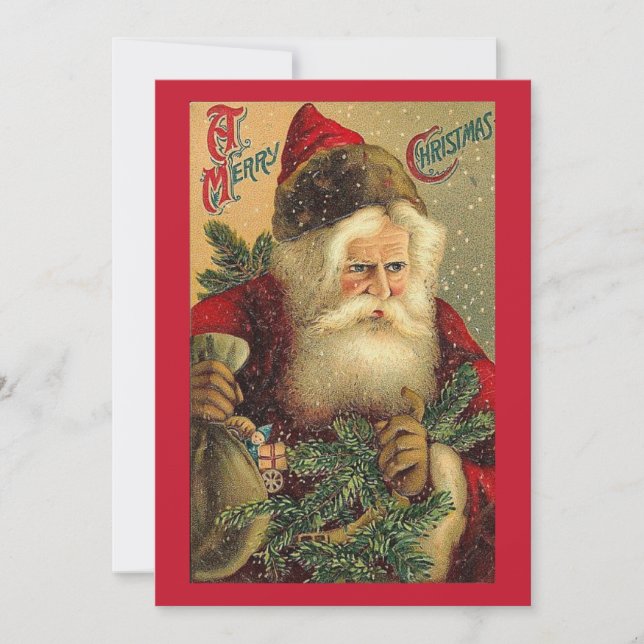 Vintage Christmas Santa Claus Holiday Card (Front)