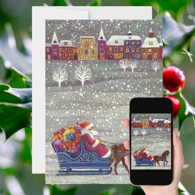 Vintage Christmas Santa Claus in Sleigh Invitation (Creator Uploaded)