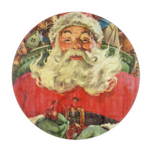 Vintage Christmas, Santa Claus in Sleigh with Toys Cutting Board