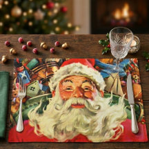 Vintage Christmas Santa Claus in Sleigh with Toys