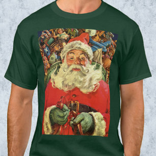Vintage Christmas Santa Claus in Sleigh with Toys T-Shirt