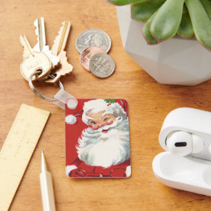 Vintage Christmas Santa Claus, Jolly and Winking Key Ring