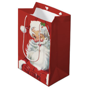 Vintage Christmas Santa Claus, Jolly and Winking Medium Gift Bag