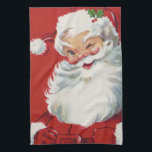 Vintage Christmas Santa Claus, Jolly and Winking Tea Towel<br><div class="desc">Vintage illustration Christmas holiday design featuring a happy,  jolly Santa Claus wearing a hat and winking as if he has a secret. Ho,  ho,  ho,  Merry Christmas!</div>