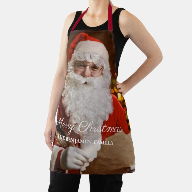 Vintage Christmas Santa Claus Jolly Personalise  Apron (Insitu)