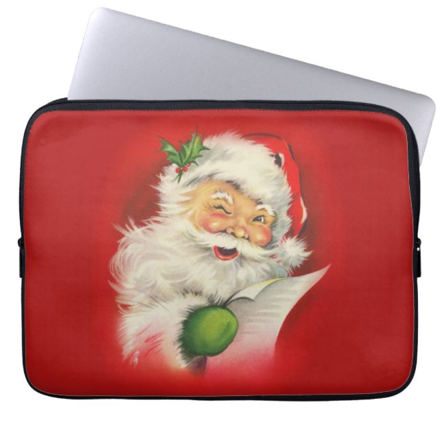 Vintage Christmas Santa Claus Laptop Sleeve (Front)