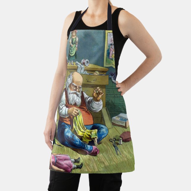 Vintage Christmas, Santa Claus Making Toy Dolls Apron (Insitu)