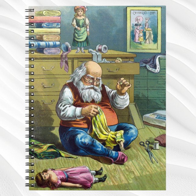 Vintage Christmas, Santa Claus Making Toy Dolls Notebook (Creator Uploaded)