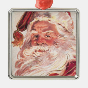 Vintage Christmas Santa Claus Metal Ornament