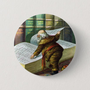 Vintage Christmas, Santa Claus Naughty Nice List 6 Cm Round Badge