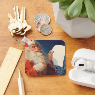 Vintage Christmas, Santa Claus Naughty Nice List Key Ring