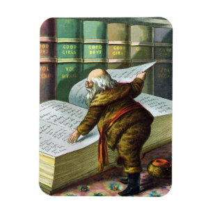 Vintage Christmas, Santa Claus Naughty Nice List Magnet