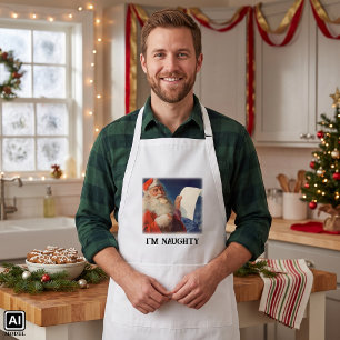 Vintage Christmas, Santa Claus Naughty Nice List Standard Apron