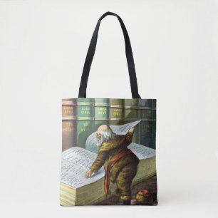 Vintage Christmas, Santa Claus Naughty Nice List Tote Bag