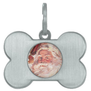Vintage Christmas Santa Claus Pet ID Tag