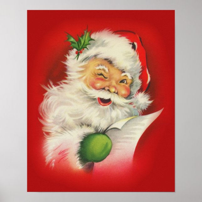 Vintage Christmas Santa Claus Poster (Front)