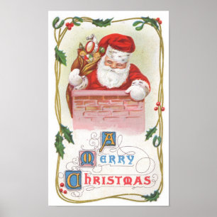 Vintage Christmas Santa Claus Poster