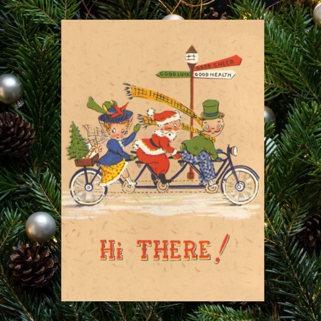 Vintage Christmas, Santa Claus Riding a Bicycle Poster (Creator Uploaded)