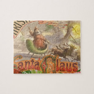 Vintage Christmas Santa Claus Sleigh Jigsaw Puzzle