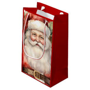 Vintage Christmas Santa Claus Smiling Christmas Small Gift Bag