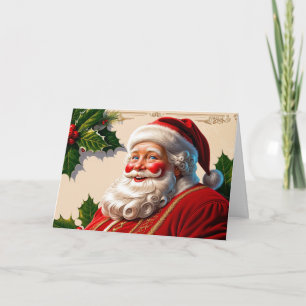 Vintage Christmas Santa Claus Smiling Holiday Card