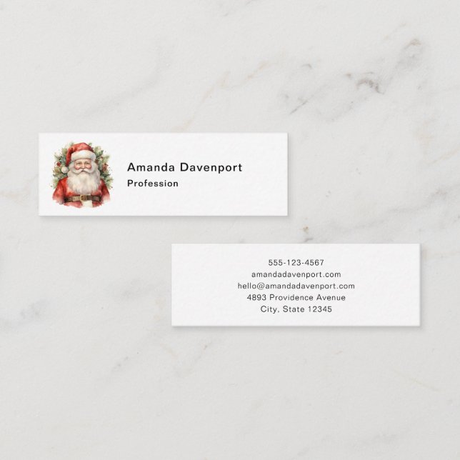 Vintage Christmas Santa Claus Smiling Mini Business Card (Front/Back)